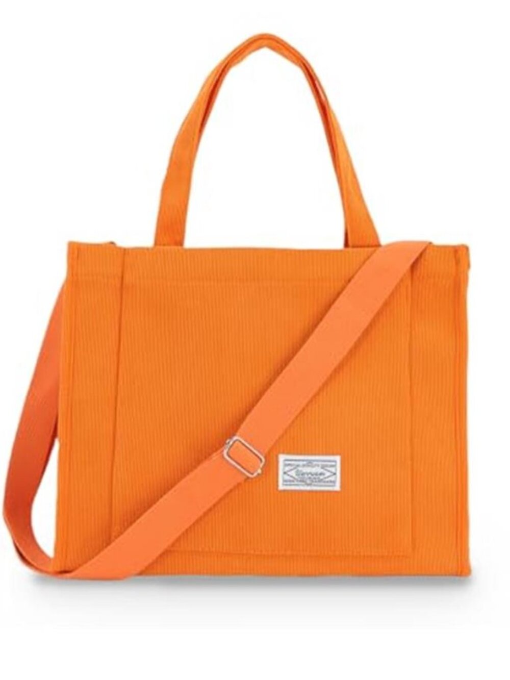 Orange Corduroy Tote Bag Women Crossbody Shoulder Purse Work Everyday Bag